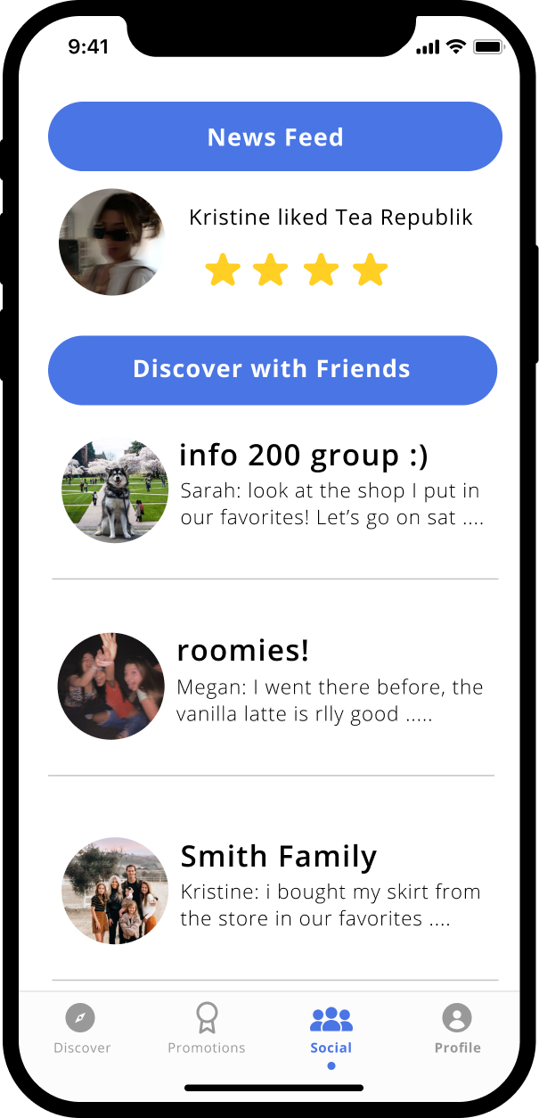 Around Town high-fidelity friends screen