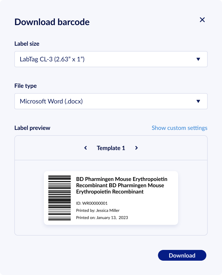 Genemod barcode interface before update one