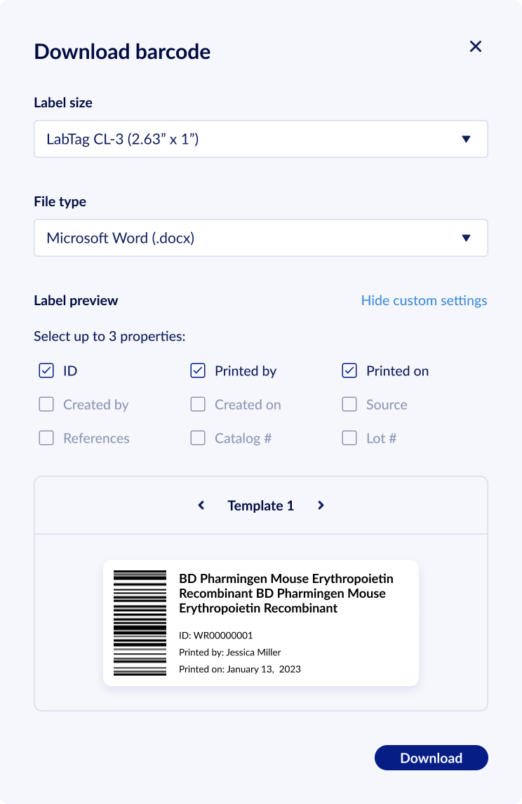 Genemod barcode interface before update two