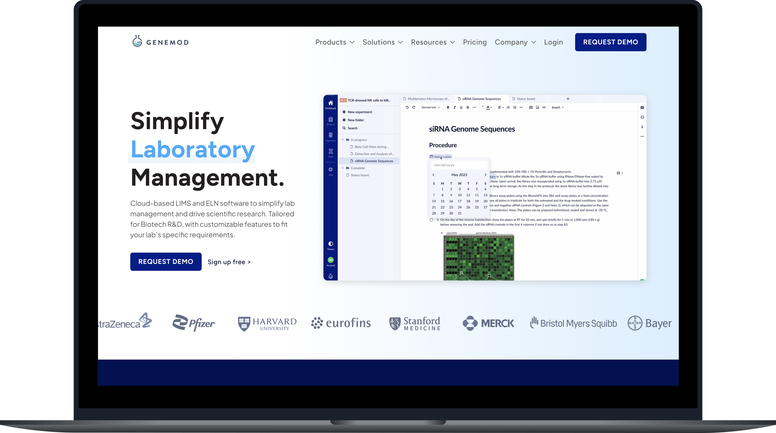 Genemod laptop interface