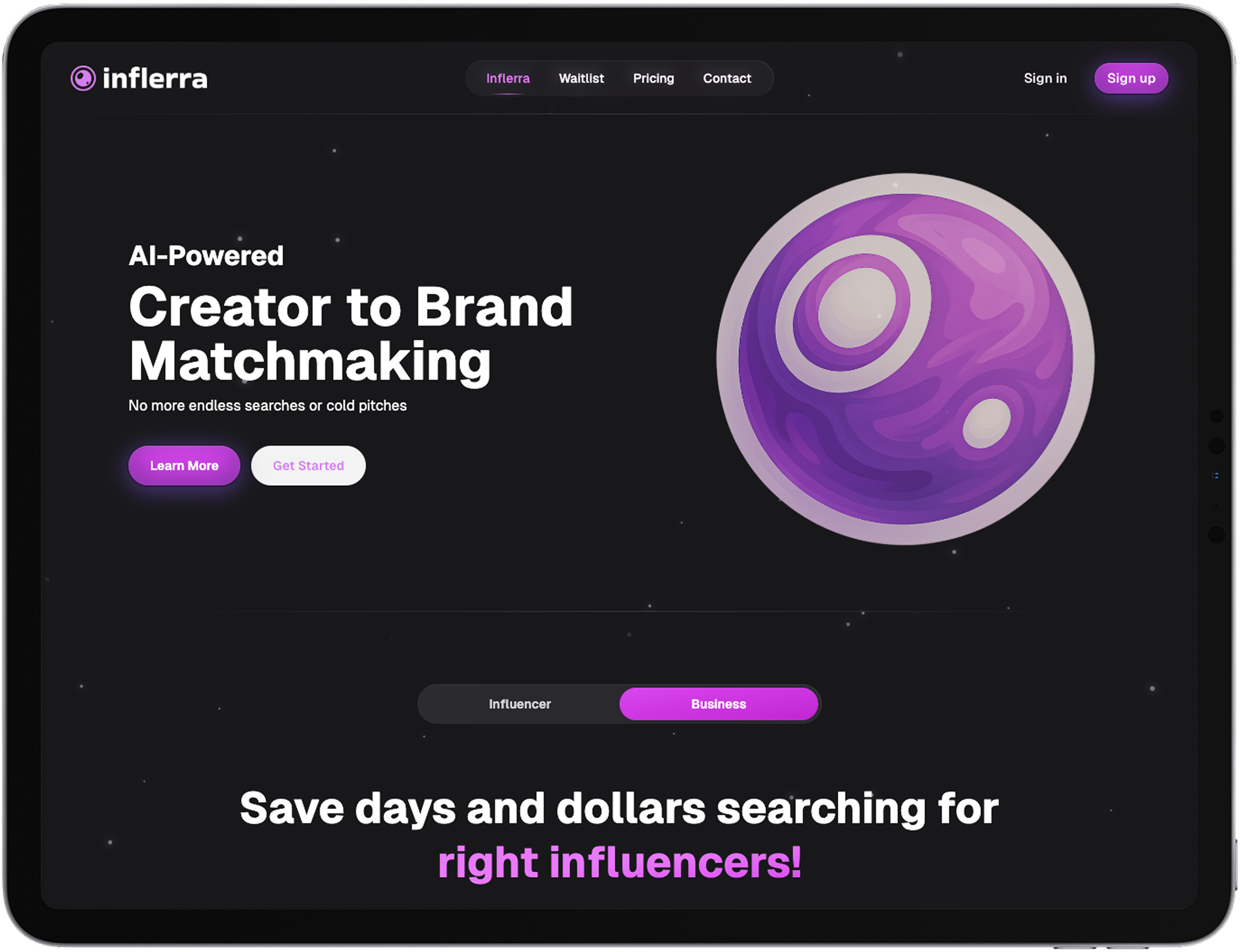 Inflerra iPad interface